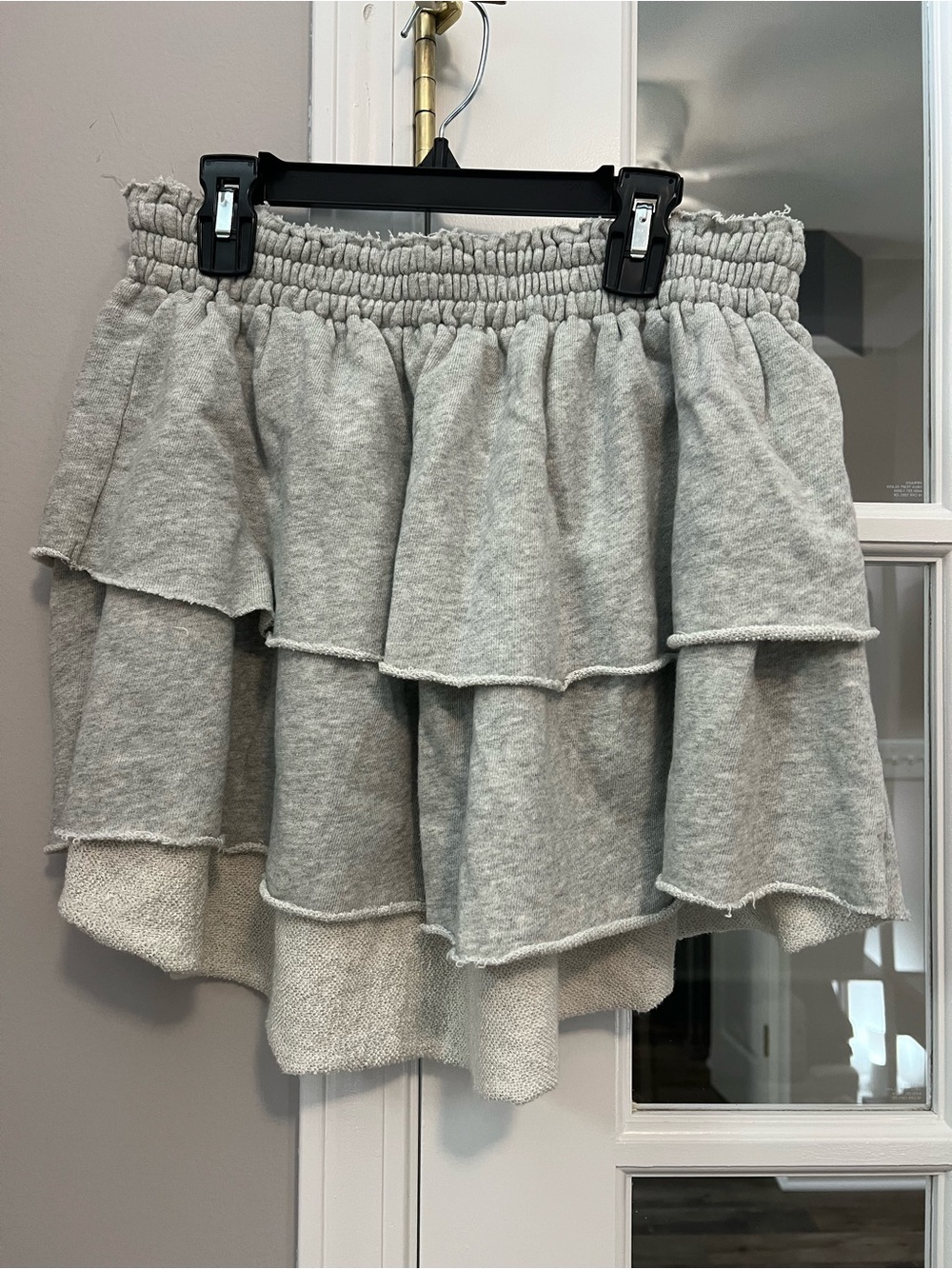 aerie Heather Gray Tiered Ruffle Mini Skirt super soft! 100% cotton s M NWT